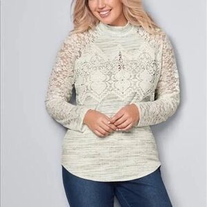Venus Lace Detail Long Sleeve Knit Top